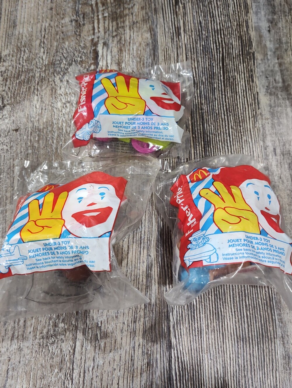 Fisher-Price McDonald's Happy Meal Toys Lot of 3, Under 3 Toys, Vtg 1997, NIB